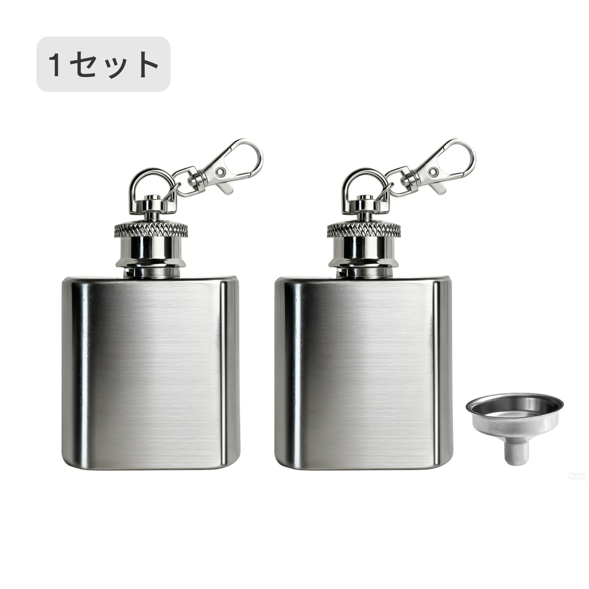 ステンレス製ミニフラスクキーホルダー 漏斗付き(1オンス) - LaserPecker.JP