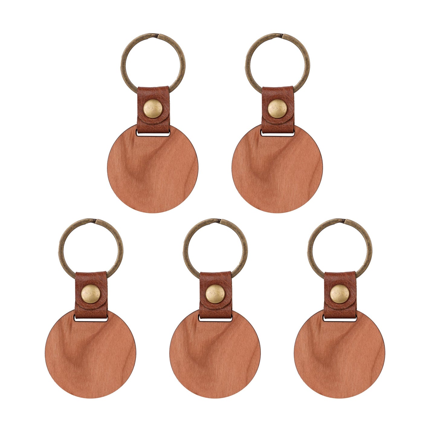 Round Cherry Wood Keychains (5pcs)