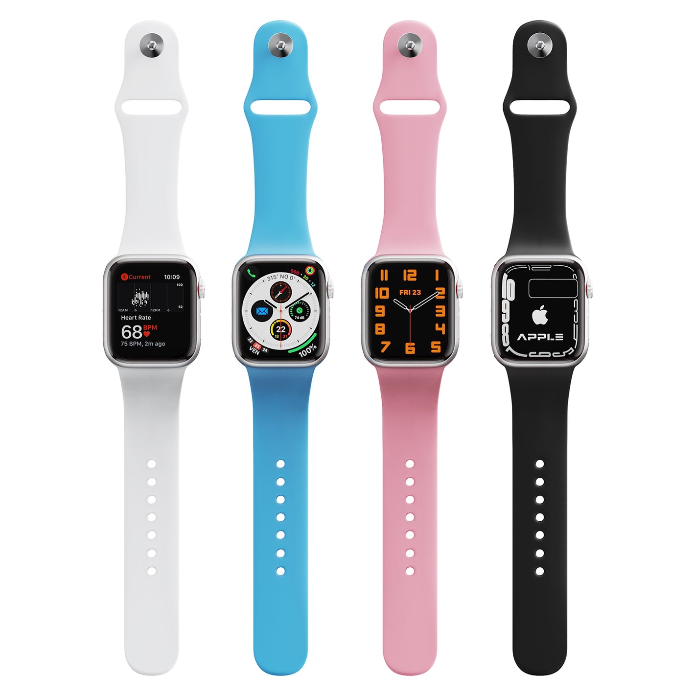 Apple Watch Silicone Band with Laser-Cutable Rainbow Filling (4 Colors)