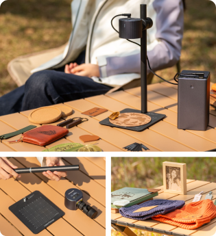 LP1 Plusとモバイルバッテリーを使った携帯可能な彫刻セットで、屋外で自然やインスピレーションを捉えるアーティスト向け。