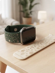 複雑で美しいパターンがレーザー刻印された、TPU製3Dプリントスマートウォッチバンド