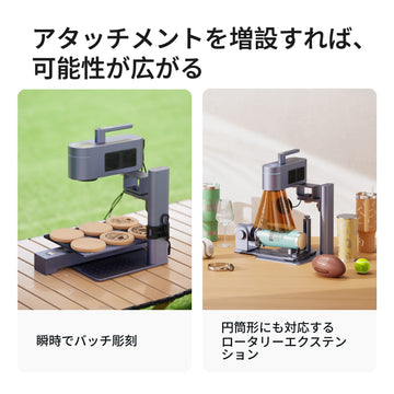 レーザーペッカー LP4 世界初のデュアルレーザー彫刻機 アタッチメントを増設すれば、可能性が広がる  LaserPecker.JP