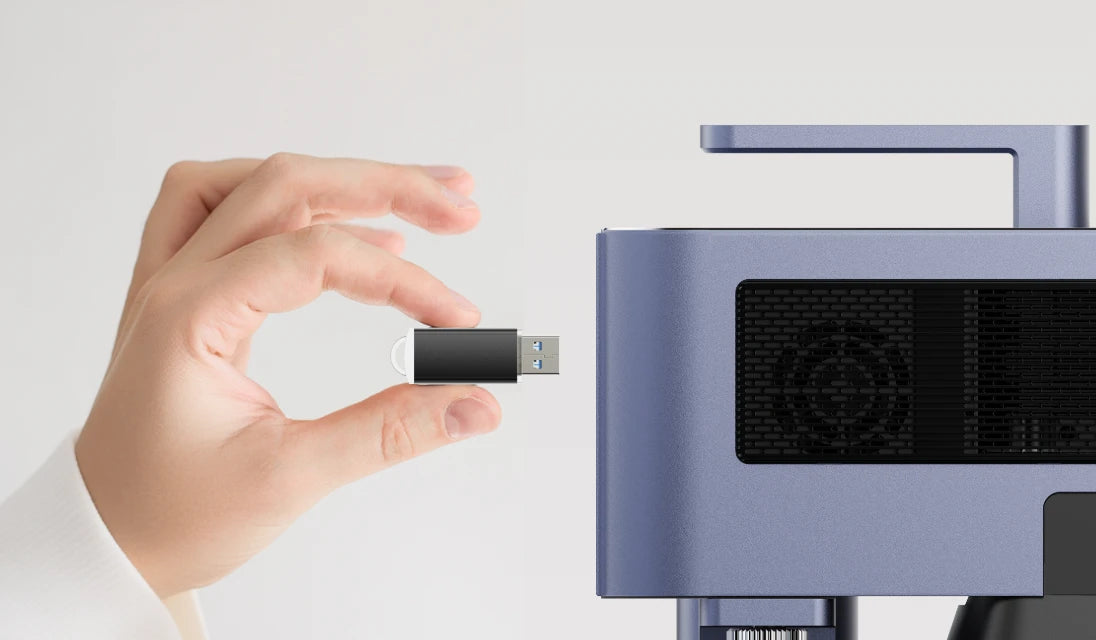 レーザーペッカー LP5 に USBメモリを挿し、オフライン作業を実現