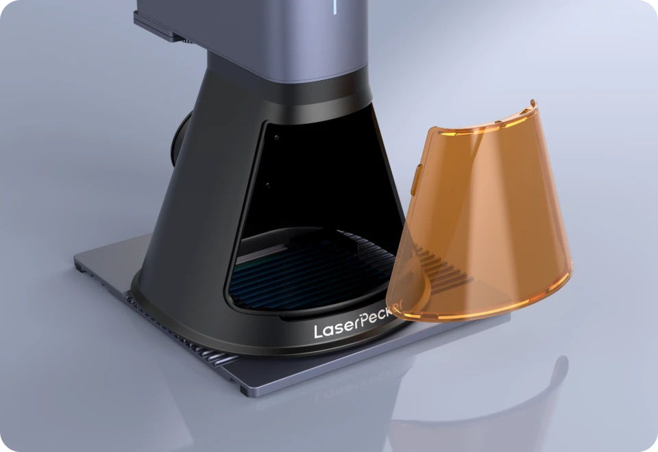 レーザーペッカー LP2 Plus にマグネット式フロントフィルターと自動検知ドアセンサーを搭載、レーザーの安全性と視認性を確保。