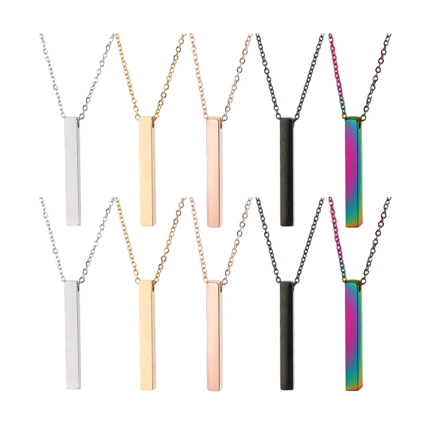 ステンレスバーペンダント付きネックレス（10個入り） - LaserPecker.JP