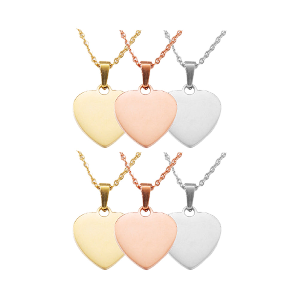 Heart-shaped stainless steel pendant (6 pieces)