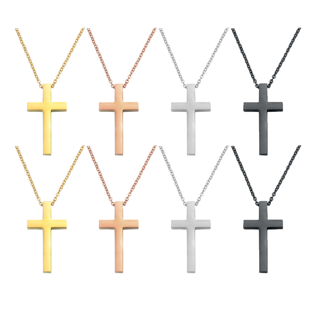 Titanium Steel Cross Pendant Necklace (8 pieces)