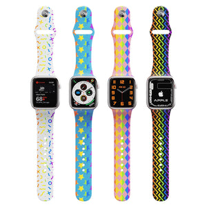 レーザー加工可能なレインボーフィリングを備えた Apple Watch 用シリコンバンド (4 色)
